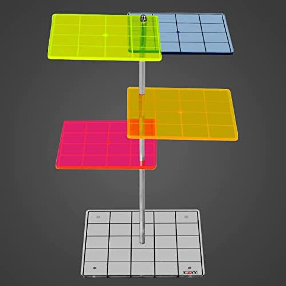 Czyy 3D Combat Risers Set Colored Acrylic Connected By Metal Pillars Flying Miniature Flight Stand With 1 Inch Squaregrid Great Wargame Space For D&D And Other Tabletop Rpg
