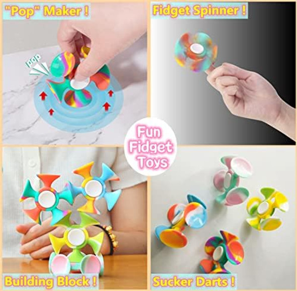 Deuxper 4Pcs Silicone Fidget Spinners Toy With Suction Cup, Soft Sensory Pop Fidget Toys, Anxiety Relief Therapy Sensory Toys Hand Spinners For Adults&Kids Ages 3-Year-Old+ Deuxper 4Pcs Silicone Fidget Spinners Toy With Suction Cup, Soft Sensory Pop Fidget Toys, Anxiety Relief Therapy Sensory Toys Hand Spinners For Adults&Kids Ages 3-Year-Old+