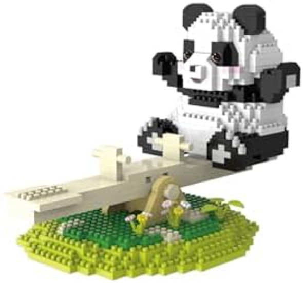 Dovob Animal Panda On Seesaw Micro Mini Blocks Set, 1000+ Pieces Bricks, 3D Puzzle Collection Model Toys As For Adult Or Kids