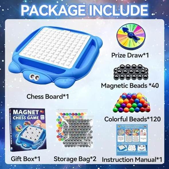 Eggsun Magnetic Chess Game Board Set,Intellectual Magnet Chess Strategy Games With 40 Magnetic Stones,Strategy Games For 2-4 Players,Educational Game For Family Birthday Party And Kids Adults
