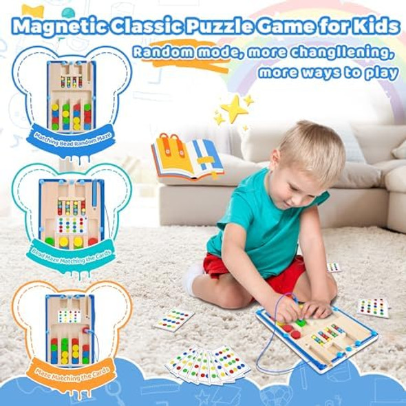 Fcsonu Kids Magnetic Color Matching Puzzle Board Toys, Toddler Montessori Toys For 3 4 5 6 Years Old Boy Girls Birthday s, Wooden Sensory Autistic Puzzle Maze Game Age 3-6, Preschool Activities