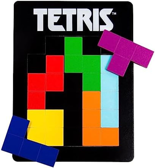 Fizz Creations Tetris Tetrimino Shapes 3D Brain Teaser Puzzle – Officially Licensed Wooden Puzzle With 7 Colorful Tetrimino Pieces & Flat Puzzle Board – Fun & Challenging For Puzzle Lovers & Gamers