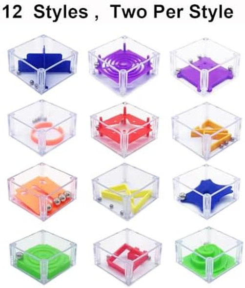 Fnqiank 24 Pcs Balance Iq Maze Game，Mini Maze Cube Puzzle Box 3D Brain Maze Toy Puzzles Party Favor Games, Ideal Prizes s For Kids And Adults