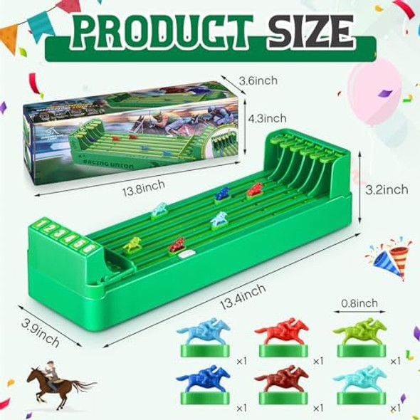 Foilswirl Electric Horse Racing Board Game Mini Portable 6-Horse Racing Table Desktop Derby Game For Adult Family Party Entertainment