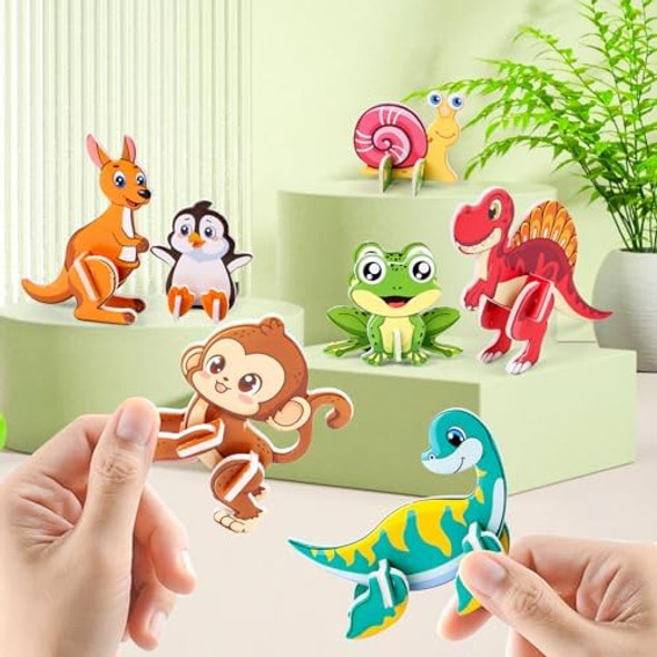 Foimas 3D Animal Puzzles For Kids,30 Pack Educational Jungle Animal Puzzle Dinosaur Farm Animals For Kids Classroom Prize s Party Favor Supply