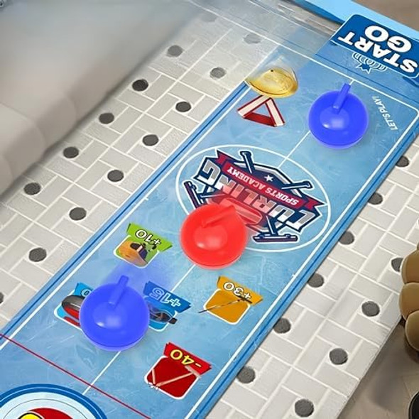 Fun Tree Battle Curling Game - Portable Desktop Ice Curling Competitive Set Includes 10 Plastic Pie Game Mat Family Gathering Board Game Sports Fun Tree Battle Curling Game - Portable Desktop Ice Curling Competitive Set Includes 10 Plastic Pie Game Mat Family Gathering Board Game Sports