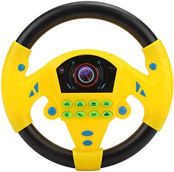 Garosa Simulated Driving Controller 21 X 3.5 X 21Cm Co-Driver Simulated Steering Wheel Educational Music Toy For Children Kids 4 5 6 Years Old (Yellow)