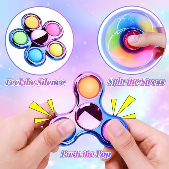 Gigilli Pop Fidget Spinner Sensory Fidget Toys Adults Kids 4-8-12 With Autism Adhd, Anxiety Toys Stress Relief Teen Boy s Birthday, Party Favors Classroom Carnival Prizes Goodie Bag Stuffers Gigilli Pop Fidget Spinner Sensory Fidget Toys Adults Kids 4-8-12 With Autism Adhd, Anxiety Toys Stress Relief Teen Boy s Birthday, Party Favors Classroom Carnival Prizes Goodie Bag Stuffers
