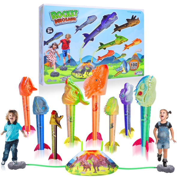 Gizzjoy Dinosaur Toy Rocket Launcher For Kids - Launch Up To 100 Ft, 4 Rockets, Outdoor Outside Toys For Kids, Dinosaur Toys, Birthday s For 3 4 5 6 7 8-12 Year Old Boys Girls Gizzjoy Dinosaur Toy Rocket Launcher For Kids - Launch Up To 100 Ft, 4 Rockets, Outdoor Outside Toys For Kids, Dinosaur Toys, Birthday s For 3 4 5 6 7 8-12 Year Old Boys Girls