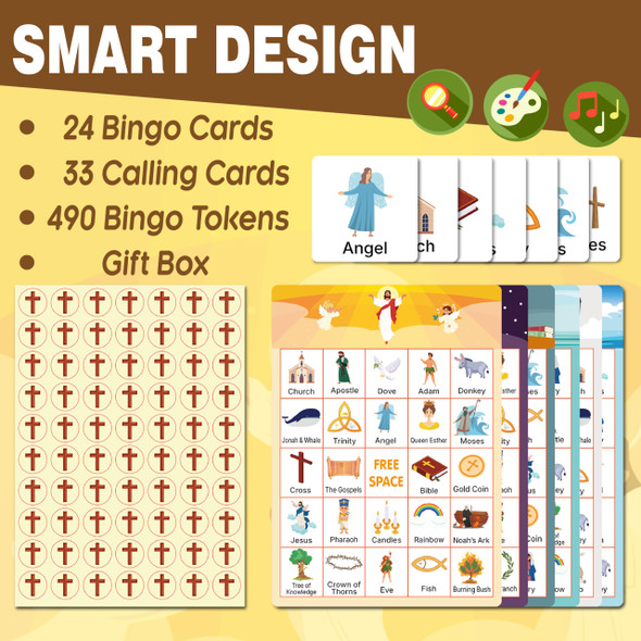 Grandlmoon Bible Bingo Game For Kids Adults 24 Players 6 Designs Christian Bible Bingo Card Religious Game Activities For Vacation Bible School Christian Sunday Church Easter Family Open Day Supplies Box Grandlmoon Bible Bingo Game For Kids Adults 24 Players 6 Designs Christian Bible Bingo Card Religious Game Activities For Vacation Bible School Christian Sunday Church Easter Family Open Day Supplies Box