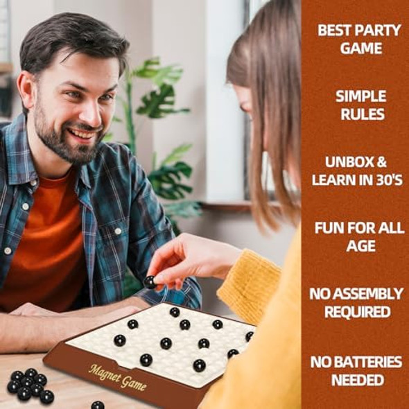 Hcusus Magnet Game, Board Games For Adults And Kids With Storage Board, Magnetic Games With Stones, Magnetic Chess For Family Game Night, 2-4 Players