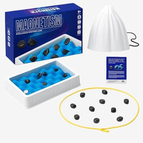 Himus Magnetic Chess Game, 20 Stones, Spone Board, Strings & Storage Bag Portable Multiplayer Strategy Board Game, Fun Family Night Travel Puzzle