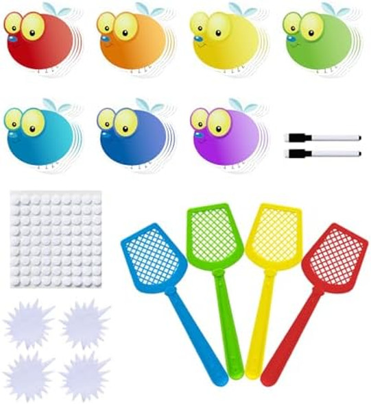 Hoojojo 28 Fly Cards,4 Fly Swatter, Fly Swatting Games, Sight Words Games, Math Game For Kids, Blank Cards,Erasable, Card 4 Inch Hoojojo 28 Fly Cards,4 Fly Swatter, Fly Swatting Games, Sight Words Games, Math Game For Kids, Blank Cards,Erasable, Card 4 Inch