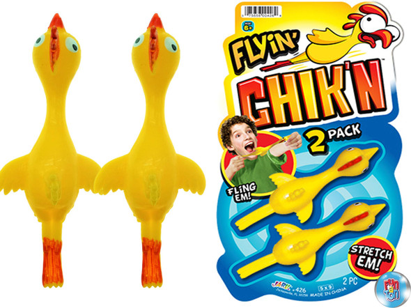 Ja-Ru Flyin' Chik'N Rubber Chicken Slingshot (1 Pack 2 Units) . Flying Sling Shot Chicken. Slinger Toy For Kids And Adults. Easter Party Favors Stocking Stuffer Pack Fun Toys For Bags 426-1A Ja-Ru Flyin' Chik'N Rubber Chicken Slingshot (1 Pack 2 Units) . Flying Sling Shot Chicken. Slinger Toy For Kids And Adults. Easter Party Favors Stocking Stuffer Pack Fun Toys For Bags 426-1A