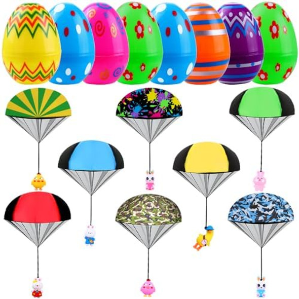 Joicee 8 Pack Easter Egg Prefilled With Parachute Toys, Easter Basket Stuffers s Hand Throw Flying Toys Filled With Animal Figures For Boys Girls Party Favors Egg Hunt Game Joicee 8 Pack Easter Egg Prefilled With Parachute Toys, Easter Basket Stuffers s Hand Throw Flying Toys Filled With Animal Figures For Boys Girls Party Favors Egg Hunt Game