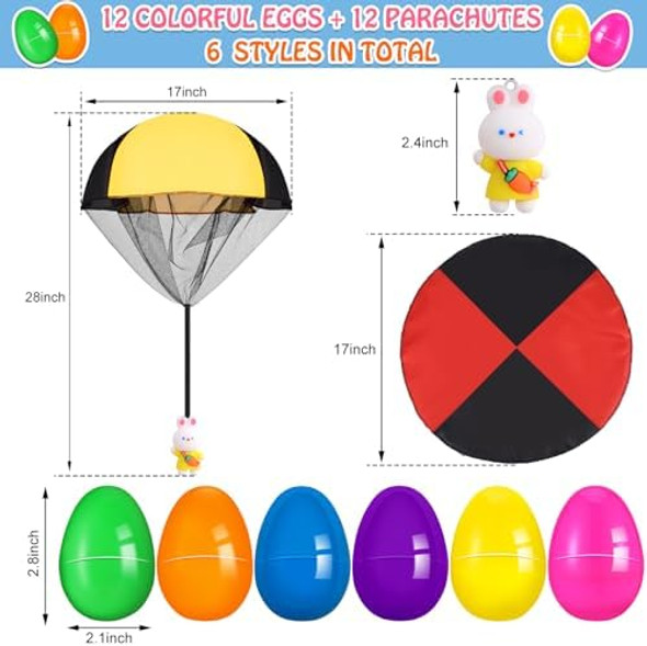 Joottuan 12 Packs Prefilled Easter Eggs Parachute Toy Basket Stuffers Throwing Flying Toy For Kids Children Girls Boys Egg Hunt Game Easter Party Favor Joottuan 12 Packs Prefilled Easter Eggs Parachute Toy Basket Stuffers Throwing Flying Toy For Kids Children Girls Boys Egg Hunt Game Easter Party Favor