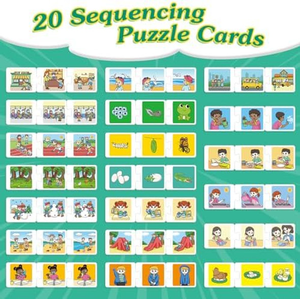 Kasfalci Sequencing Puzzle Cards,Sequence Board Game For Kids,Speech Therapy Materials For Autism,Storytelling,Social Skills,Sentence Building,Toddler Puzzles,Learning Activities,Classroom &Homeschool