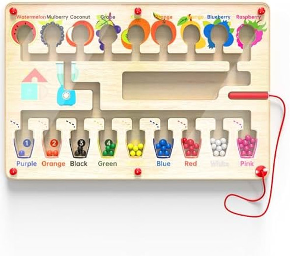 Keyssori Magnetic Maze Board For Kids Age 3-5, Montessori Educational Wooden For All Toddlers 3 Busy Board, Preschool Learning Adventure, Fine Motor Skills, Fruits Colors Puzzle, Autism-Friendly Toy Keyssori Magnetic Maze Board For Kids Age 3-5, Montessori Educational Wooden For All Toddlers 3 Busy Board, Preschool Learning Adventure, Fine Motor Skills, Fruits Colors Puzzle, Autism-Friendly Toy