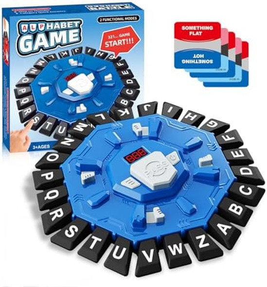 Kimpok Word Game For Families, Fun Party & Learning Board Game For Kids & Adults, Fast-Paced 24 Letter Press Game With Lcd Timer, 35 Cards, 2 Game Modes, Birthday