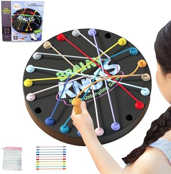 Lansklbd Brainy Knots Rope Untangling Game - Fun Puzzle Board Games For Kids & Adults Portable Educational Strategy String Toy To Train Brain & Reflex Skills