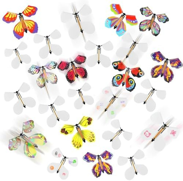 Lomimos 40Pcs Flying Butterfly, Magic Wind Up Butterfly Toy For Kids Surprise Explosion Box Wedding Birthday Party Book Greeting Card(White And Colorful) Lomimos 40Pcs Flying Butterfly, Magic Wind Up Butterfly Toy For Kids Surprise Explosion Box Wedding Birthday Party Book Greeting Card(White And Colorful)