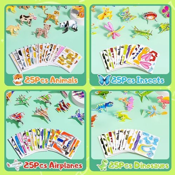 Losfpvr 3D Cartoon Puzzles, 100 Pcs 3D Puzzles, Educational 3D Cartoon Puzzle For Kids Ages 4-10, Montessori Toys, Birthday Losfpvr 3D Cartoon Puzzles, 100 Pcs 3D Puzzles, Educational 3D Cartoon Puzzle For Kids Ages 4-10, Montessori Toys, Birthday