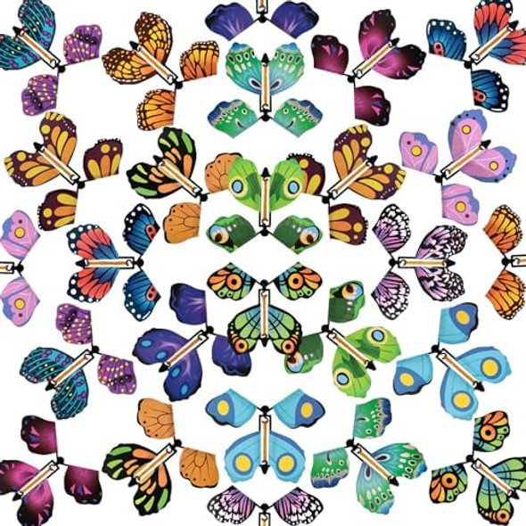 Mcpinky Mcpinky 26Pcs Magic Flying Butterfly Toys, Wind Up Butterfly Toy Fairy Flying Toy Flying Butterfly Cards In The Book Surprise Explosion Box Wrapping For Birthday Party Wedding Anniversary