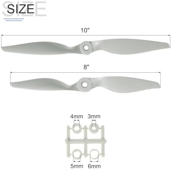 Meccanixity 10X7 8X6 Propeller Rc Propellers 2 Vane Blades Props Grey With Adapter Rings For Electric Airplane Aircraft, Pack Of 4 Meccanixity 10X7 8X6 Propeller Rc Propellers 2 Vane Blades Props Grey With Adapter Rings For Electric Airplane Aircraft, Pack Of 4