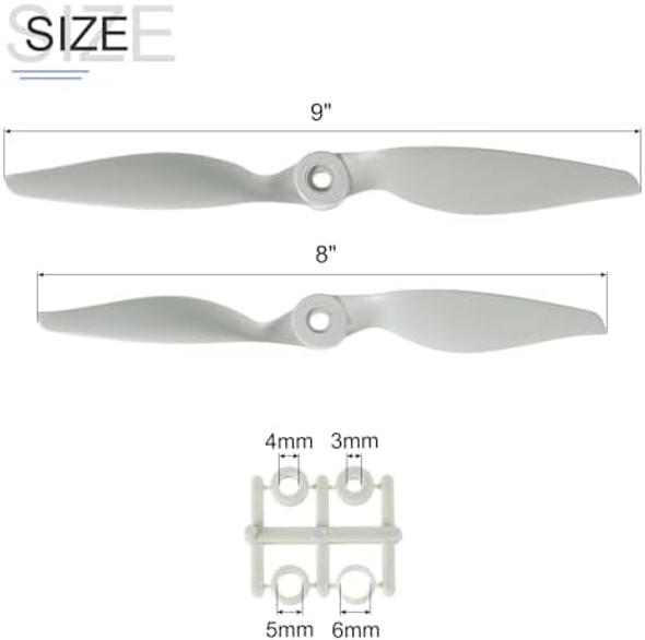 Meccanixity 9X4.5 8X6 Propeller Rc Propellers 2 Vane Blades Props Grey With Adapter Rings For Electric Airplane Aircraft, Pack Of 4 Meccanixity 9X4.5 8X6 Propeller Rc Propellers 2 Vane Blades Props Grey With Adapter Rings For Electric Airplane Aircraft, Pack Of 4
