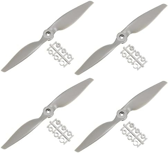 Meccanixity 9X4.5 Propeller Rc Propellers 2 Vane Blades Props Grey With Adapter Rings For Electric Airplane Aircraft, Pack Of 4