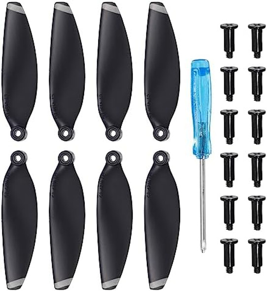 Meccanixity Mini 2 Drone Propellers Drone Blades Propellers Black Silver With Screwdriver/Screw, Quick-Release, Low-Noise Propeller For Dji Mini 2 Drone, Quadcopter, Pack Of 8
