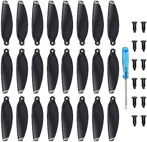 Meccanixity Mini 2 Drone Propellers Drone Blades Propellers Black Silver With Screwdriver/Screw, Quick-Release, Low-Noise Propeller For Dji Mini 2 Drone, Quadcopter, Pack Of 24