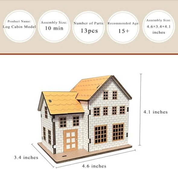 Mpiuet 3D Wooden Puzzles For Adults Wooden House Building Model Kits, Hut Model 3D Puzzles Log Cabin Model Kits, 3D Jigsaw Puzzles, 3D Brain Teaser Puzzles, No Glue Or Other Tools Required