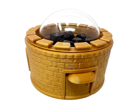 Munnygrubbers - Castle Dice Popper V2 - Dice Jail - For Ttrpg & Board Games - (Random 7Pcs D20 Dice Set Included) - Dice Roller - Dice Tower - Dice Holder - Dnd - (Marble)