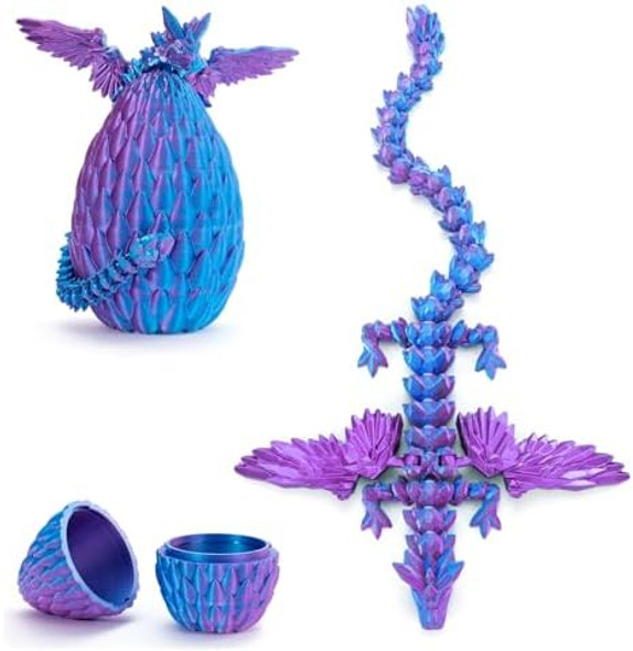 Mydethun Dragon Egg – 3D Printed Flying Dragon Egg With Dragon Inside, Fidget Toys For Adults, Articulated Dragon Toys For Kids, Office Desk Decor, Birthday For Teen Boys Girls (Nyxora Purple), Large