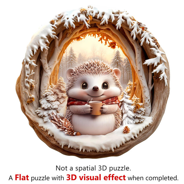Nabyshop Wooden Puzzles For Adults, Wood Cave Hedgehog Puzzle, Flat Puzzles With 3D Visual Effect, Unique Puzzles For Puzzle Lover (S-8.5 8.5In 100Pcs)