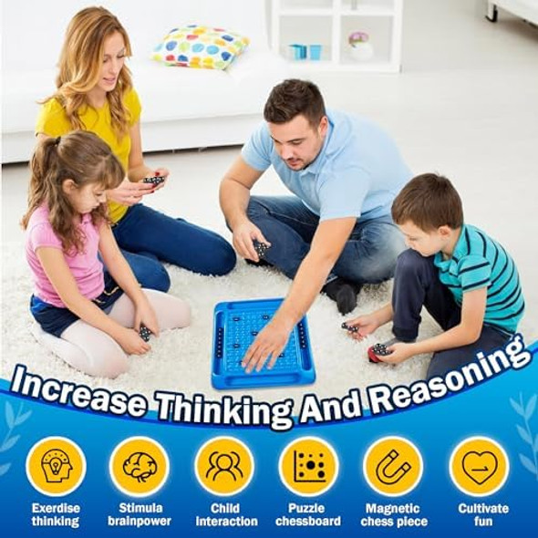 Nayvalfral Magnetic Chess Game, Magnet Game Board Games For Kids And Adults, Magnetic Chess Game With Stones, 20Pcs Magnetic Board Game, 2 Players Family And Friends