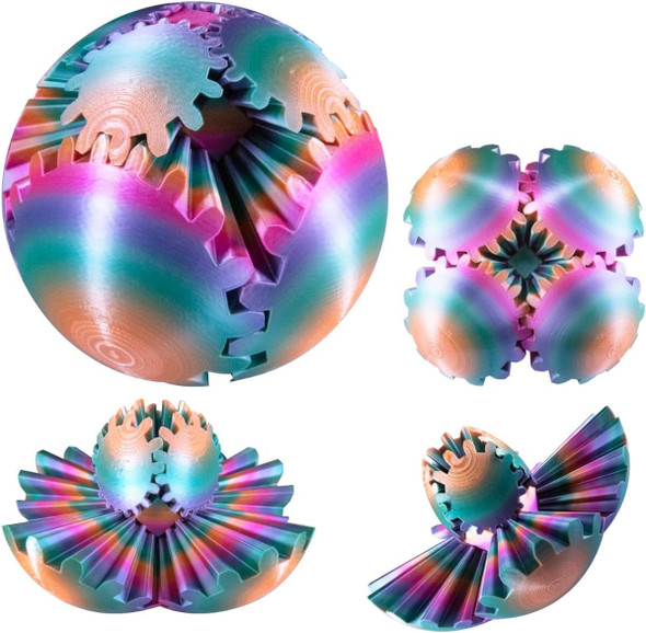 Obokia Gear Ball 3D Printed Gear Ball Gear Sphere Stress Ball Steam Punk Whirling Wonder Fidget Desk Toy Stress & Anxiety Relief(Candy Rainbow 10Cm 4.11 Inches) Obokia Gear Ball 3D Printed Gear Ball Gear Sphere Stress Ball Steam Punk Whirling Wonder Fidget Desk Toy Stress & Anxiety Relief(Candy Rainbow 10Cm 4.11 Inches)