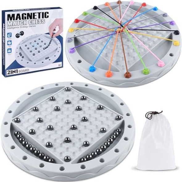 Orijoy 2 In 1 Board Games, Magnetic Chess & Rope Untangling Puzzle Game, 40 Pcs Stones, Brainy Knots, Multi-Level Challenges, Travel, Family Games For Kids And Adults, Educational Strategy, 2-4 Players