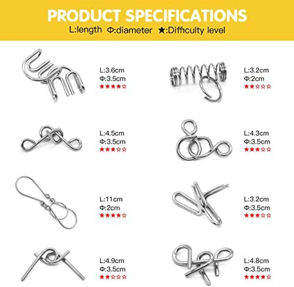 Padike Metal Wire Puzzle 16-Piece Set With Pouch – Iq Test Brain Teaser Disentanglement Chinese Ring Fidget Toy For Kids & Adults – Portable Party Favor