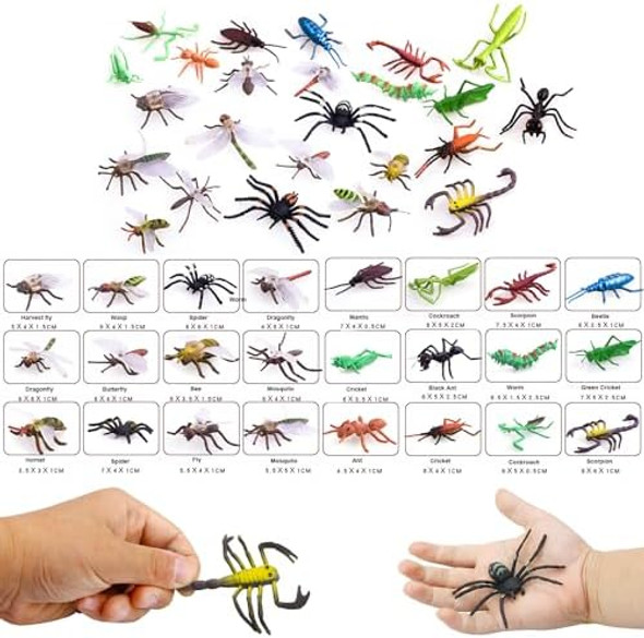 Pinowu Insect Toy Figures For Kids - 24Pcs, 2-4' Fake Bugs - Spiders, Cockroaches, Scorpions, Crickets, Lady Bugs, Mantis & Worms For Education & Party Favors Pinowu Insect Toy Figures For Kids - 24Pcs, 2-4' Fake Bugs - Spiders, Cockroaches, Scorpions, Crickets, Lady Bugs, Mantis & Worms For Education & Party Favors