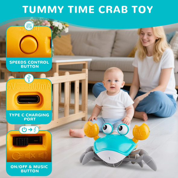 Pintreeland Crawling Crab Baby Toys Version - 3 Speed & Music Control, Infant Tummy Time Interactive Walking Toddler Toy For 3 4 5 6 7 8 9 10 11 12 Year Old Boys Or Girls (Blue) Pintreeland Crawling Crab Baby Toys Version - 3 Speed & Music Control, Infant Tummy Time Interactive Walking Toddler Toy For 3 4 5 6 7 8 9 10 11 12 Year Old Boys Or Girls (Blue)