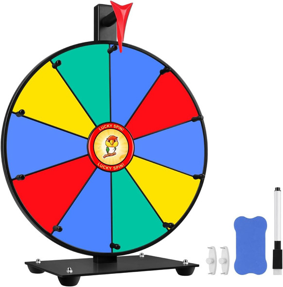 Pionites Prize Wheel Tabletop Or Wall Mount Fortune Spin With Dry Erase Marker And Eraser For Engaging Home Parties, Trade Show, Carnival Events (12'' 10Slots)