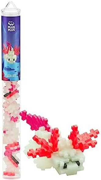Plus Plus 3D Puzzle Building Block Set, 70 Mini Interlocking Pieces, Fun Stem Toys For Kids - Axolotl Mini Maker Tube