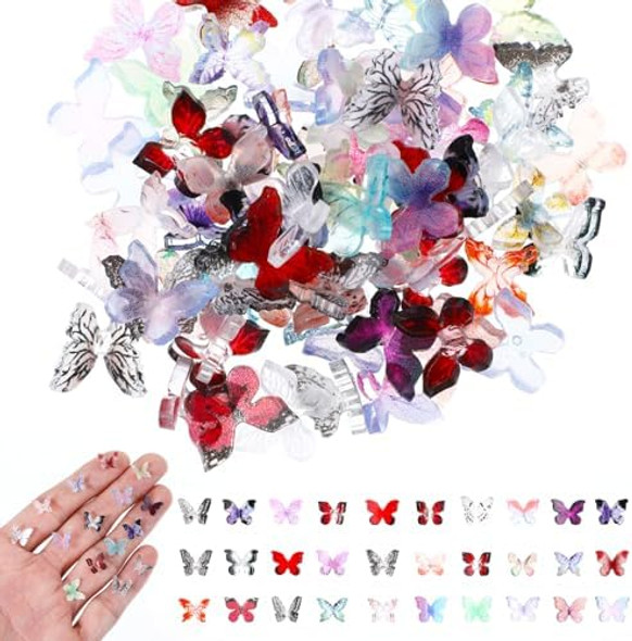 Qfwdfctrenz 70 Pcs Mini Butterflies Miniature Resin Small Butterfly Tiny Butterfly Decorations For Crafts Diy Fairy Garden Dollhouse Micro Landscaping Decoration