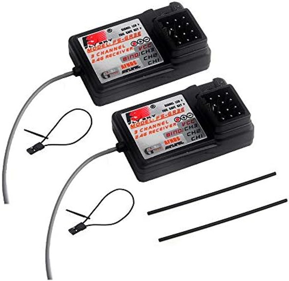 Rcmall 2Pcs Flysky Fs-Gr3E Receiver, Long Range 2.4G 3Ch Receiver For Fs-Gt2 Fs-Gt2B Fs-Gt3B Fs-Gt3C Fz-It4S Rc Car Boat Transmitter