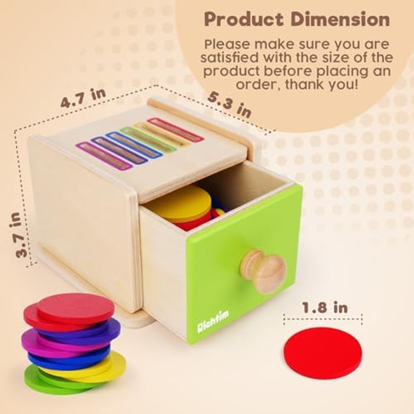 Richtim Montessori Toys For 1-3 Year Old: Color Sorting Wooden Drawer Box Toy For Toddlers, Object Permanence And Fine Motor Sensory Toy, 12-18 Months Busy Board Matching Game For Baby Boys And Girls s Richtim Montessori Toys For 1-3 Year Old: Color Sorting Wooden Drawer Box Toy For Toddlers, Object Permanence And Fine Motor Sensory Toy, 12-18 Months Busy Board Matching Game For Baby Boys And Girls s
