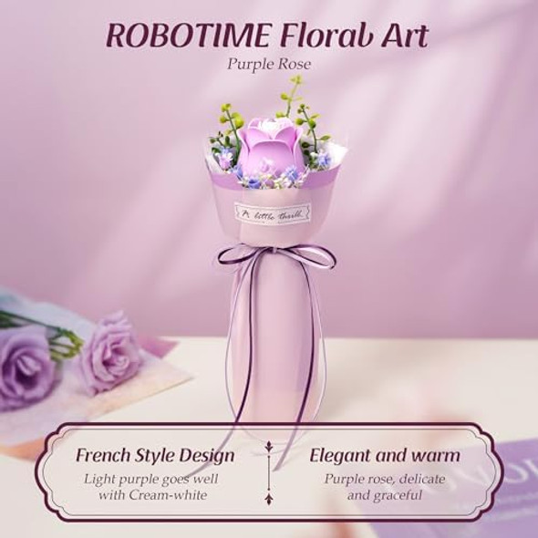 Robotime 3D Puzzle Flower Lavender Rose Af021, Craft For Adults Artificial Flower Bouquet Collection, Plastic Model For Adults, Craft s For Women Robotime 3D Puzzle Flower Lavender Rose Af021, Craft For Adults Artificial Flower Bouquet Collection, Plastic Model For Adults, Craft s For Women