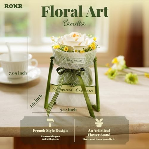 Rokr Building Toy Set 3D Puzzles Model Artificial Flowers Craft Kit For Adults Diy Hobbies For Women Home Decor Ideal Unique (Camellia Af011) Rokr Building Toy Set 3D Puzzles Model Artificial Flowers Craft Kit For Adults Diy Hobbies For Women Home Decor Ideal Unique (Camellia Af011)