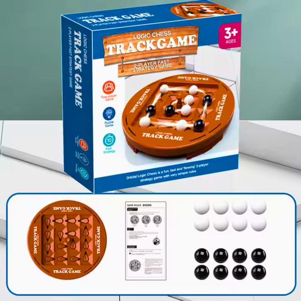 Roly Daily Grind Magnetic Round Chess Track Game – Portable Travel Board Game Set, Classic Black & White, 16 Magnetic Pieces, Brain Teaser & Strategy Puzzle For Kids & Adults, Compact Circular Chess Track Game